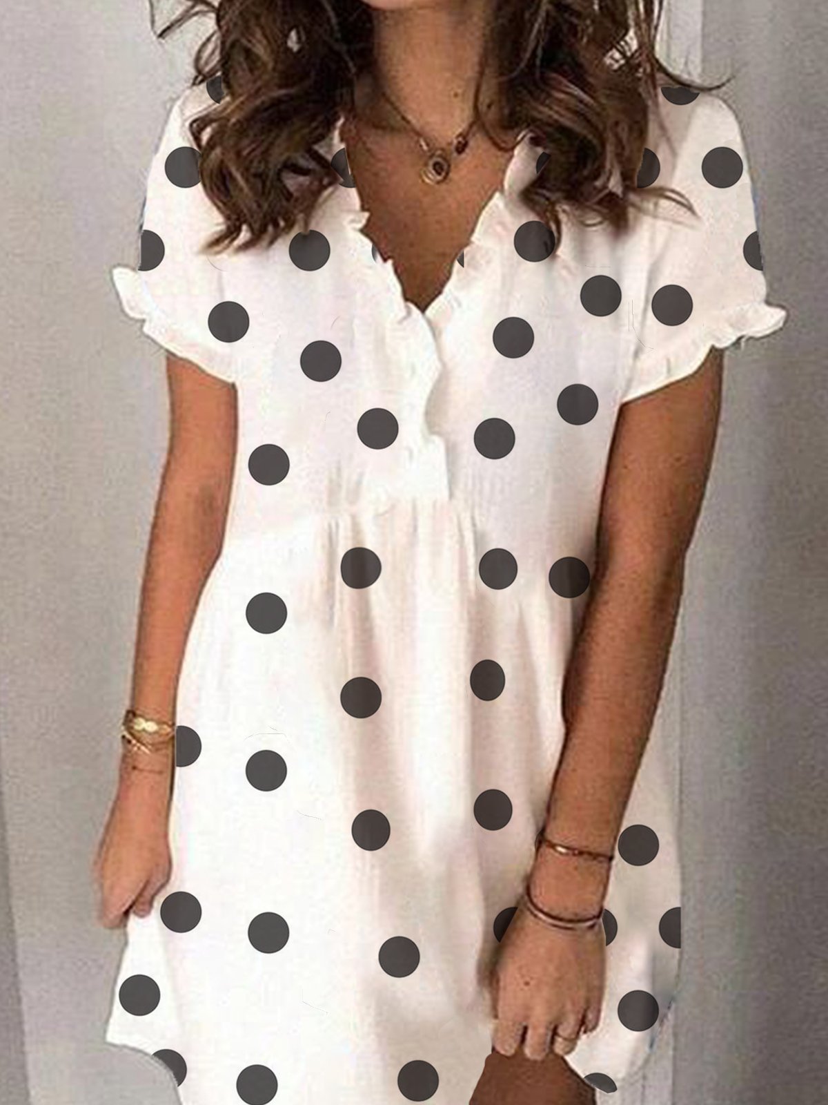 Casual Polka dot short sleeved dress