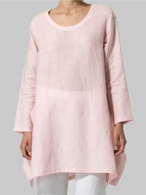 Long Sleeve Shift Casual Solid Fall Dress