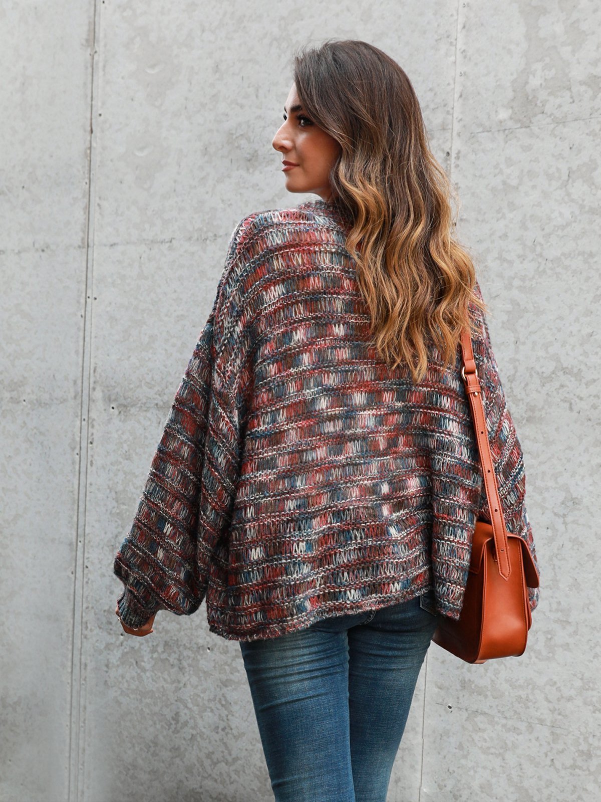 Sweet Long Sleeve Ombre/tie-Dye Shift Sweater