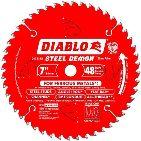 Freud D0748FM 48-Tooth20mm Arbor Steel Demon Ferrous Metal Cutting Saw Blade, 7 inch, N/A by Brand Diablo, Men's, Size: 7 in