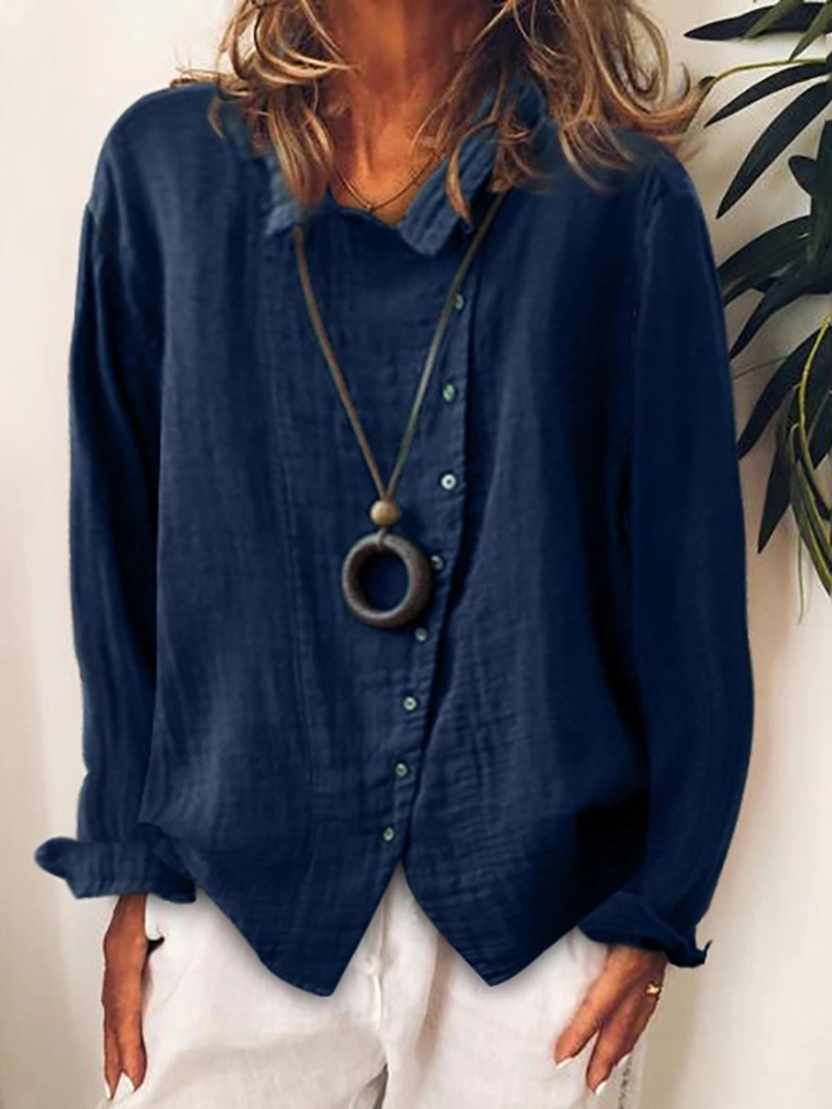 Casual Shirt Collar Long Sleeve Shirts & Tops
