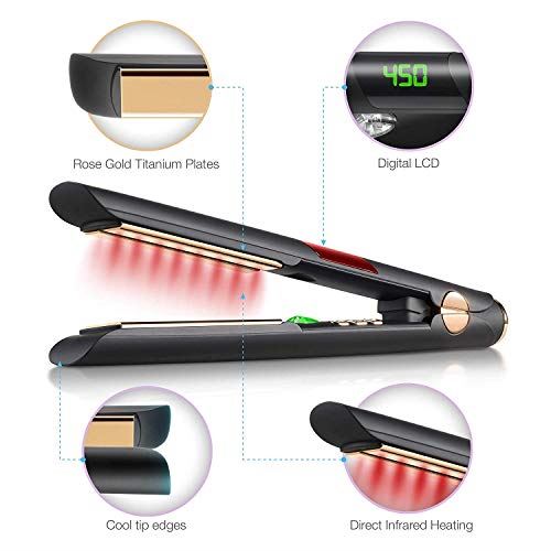 Rose Gold Titanium Plate – Hair Straightener with Adjustable Digital