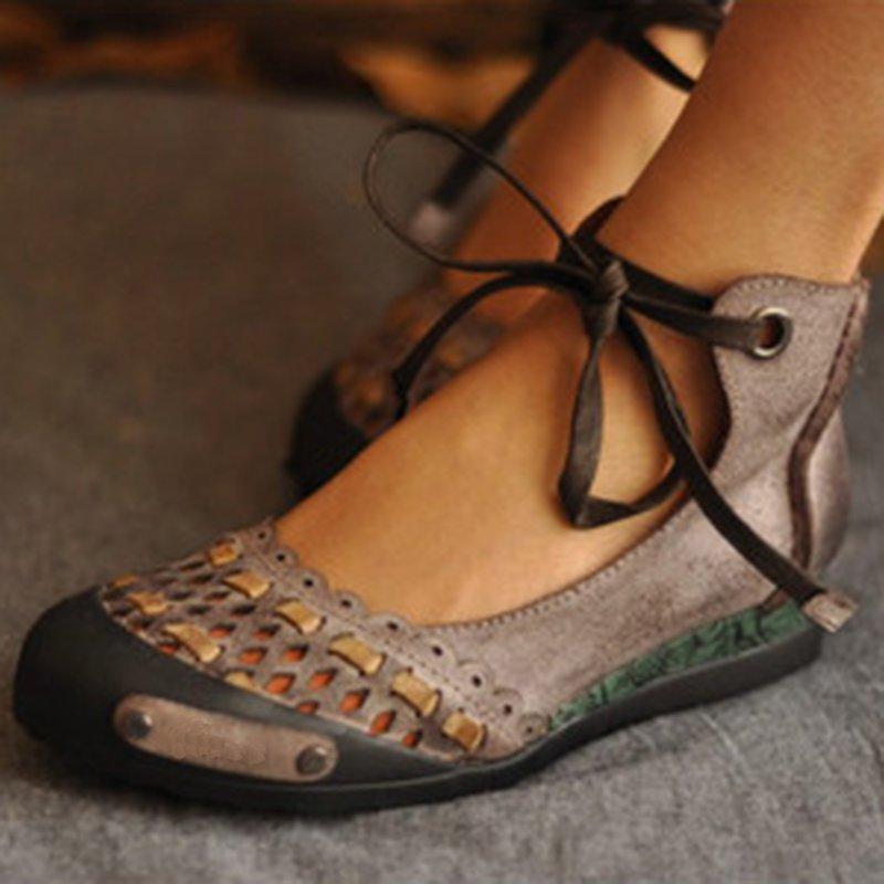 Hollow-Out Flat Heel Suede Loafers