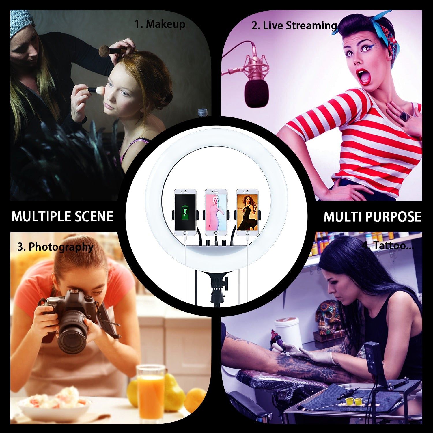 18 Inch Led RGB Ring Light Photographic Lighting 2700-6500K Ring Lamp With Tripod and USB