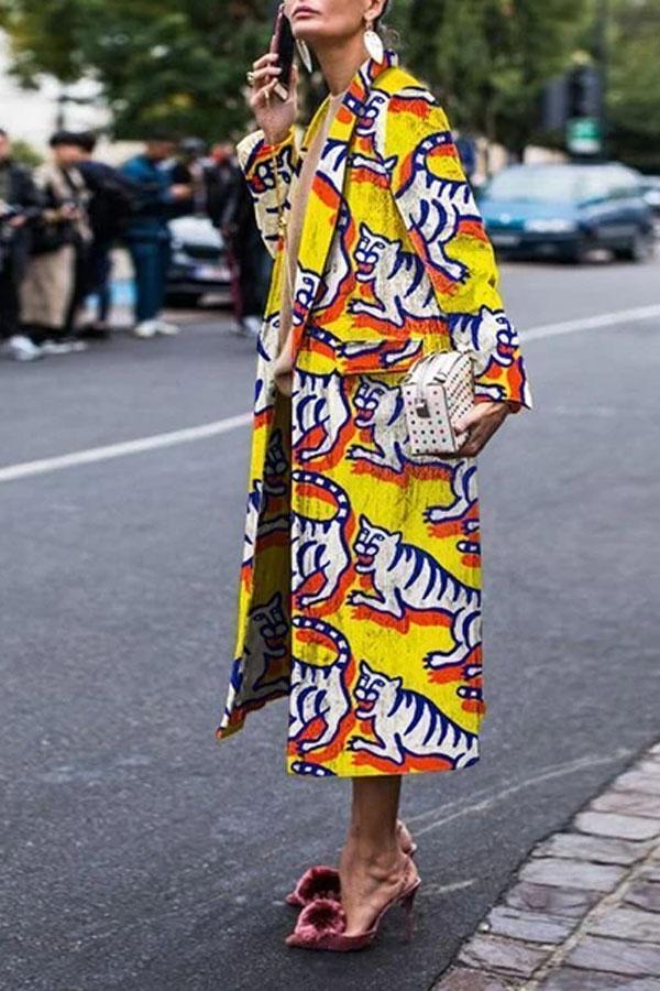 Stylish Vintage Animal Print Coat