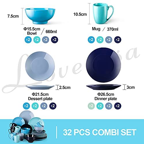 Dinnerware Set, 32 Piece Dishes Dinner Sets, Dinner Plates, Dessert Plates