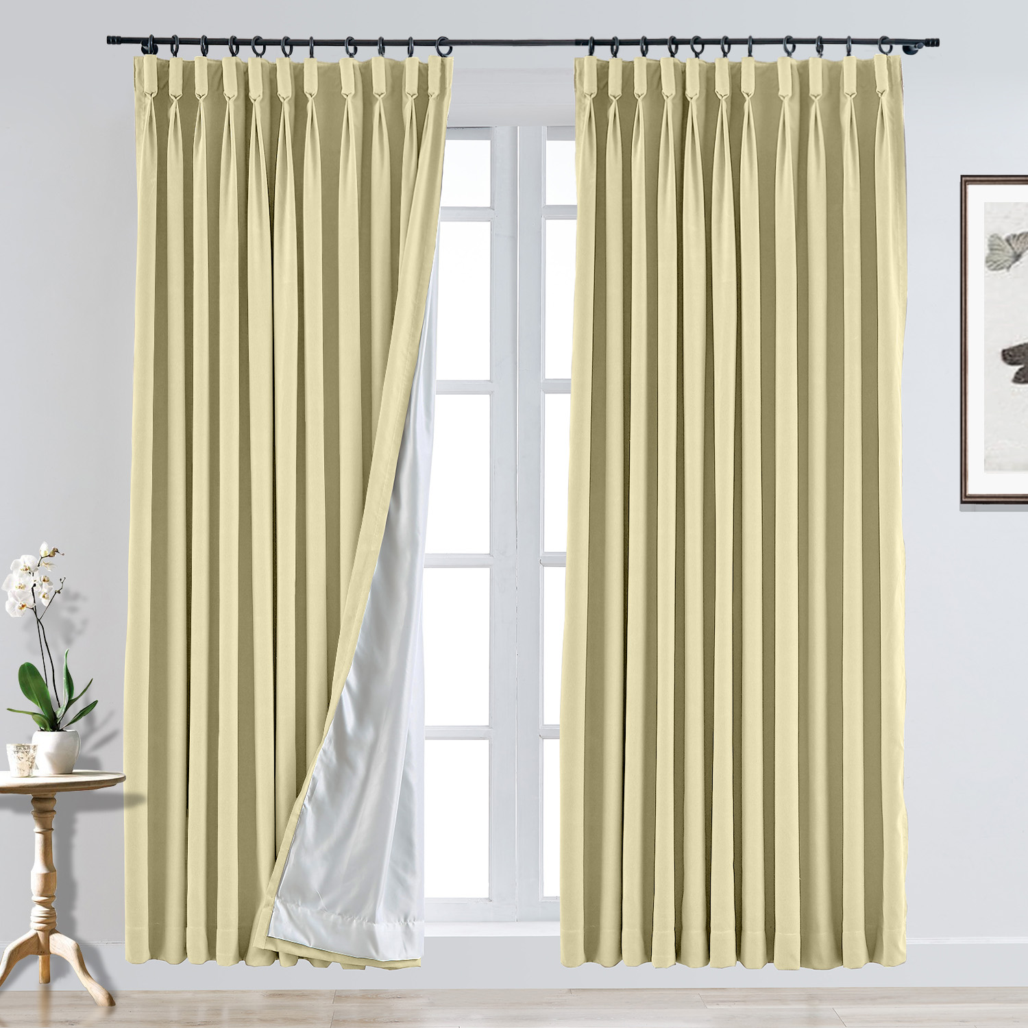 Yeffa Pinch Pleated Curtain Blackout Lined Drapery Window Panel