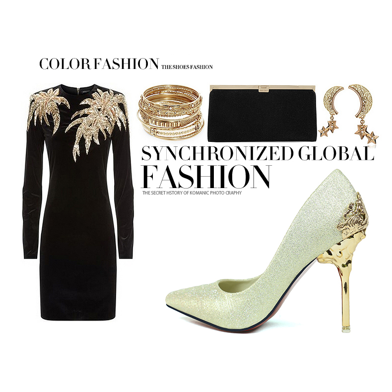 10CM Metal Hollow Suede Dress Wedding Party Elegant Heeled Sandals