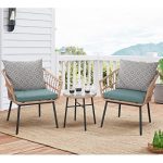 OC Orange-Casual 3-Piece Patio Bistro Set, Outdoor Furniture All-Weather Wicker Conversation Set, 2 Rattan Armchairs with Round Glass Coffee Table, for Porch, Backyard, Balcony