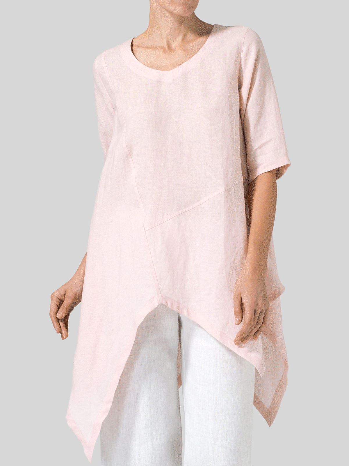 Linen Short Sleeve Solid Casual Tops