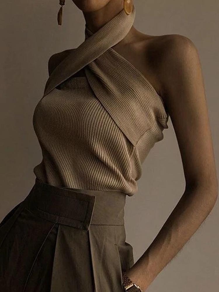 Women's Casual Backless Knit Top