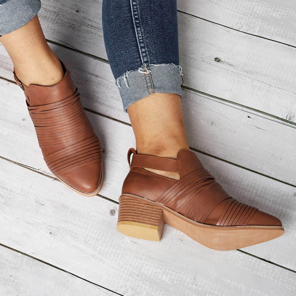 Women Classic Ankle Adjustable Buckle Booties Casual Comfort Plus Size Shoes