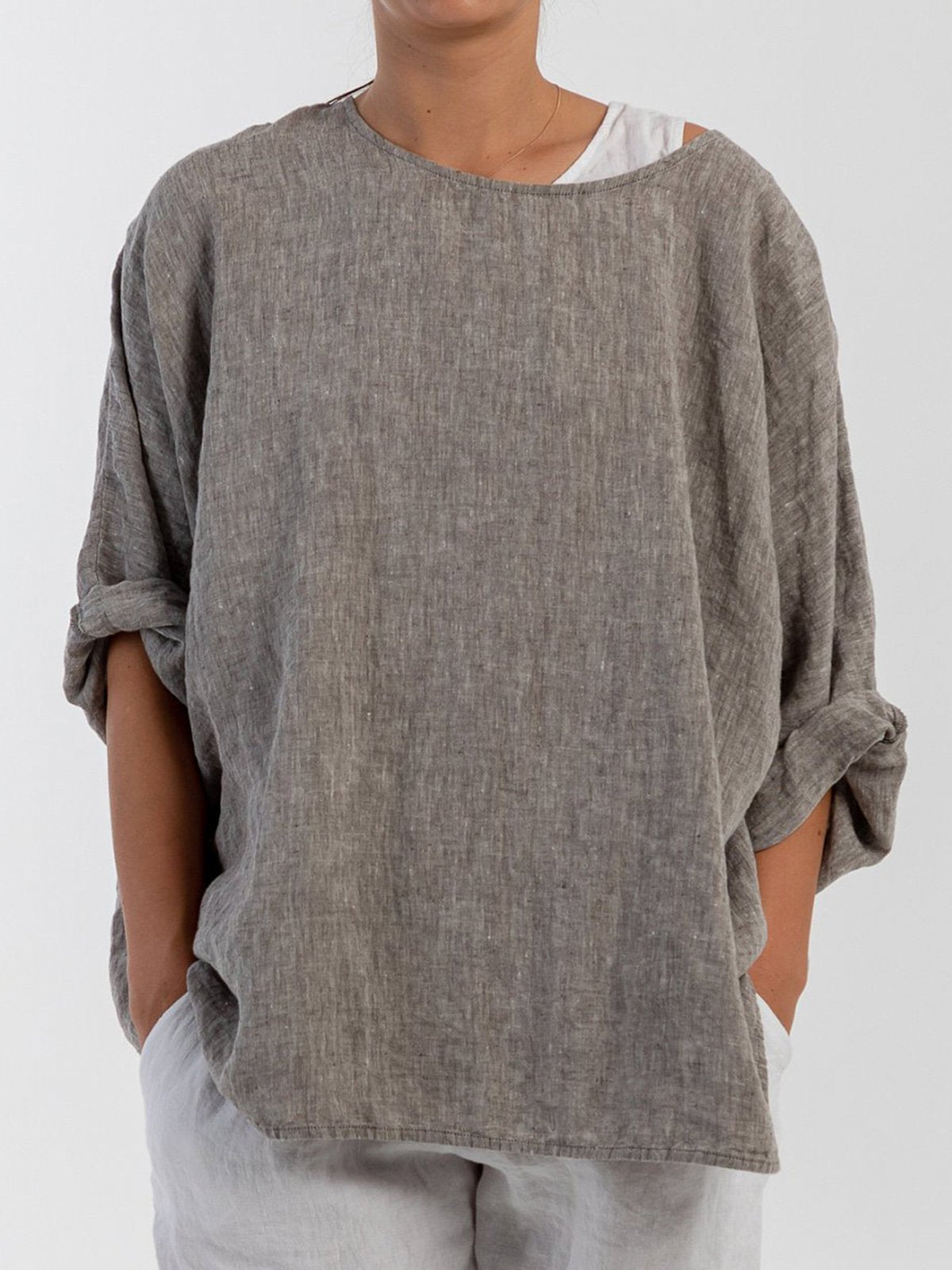 Women Blouses Batwing Long Sleeves Solid Casual Tops