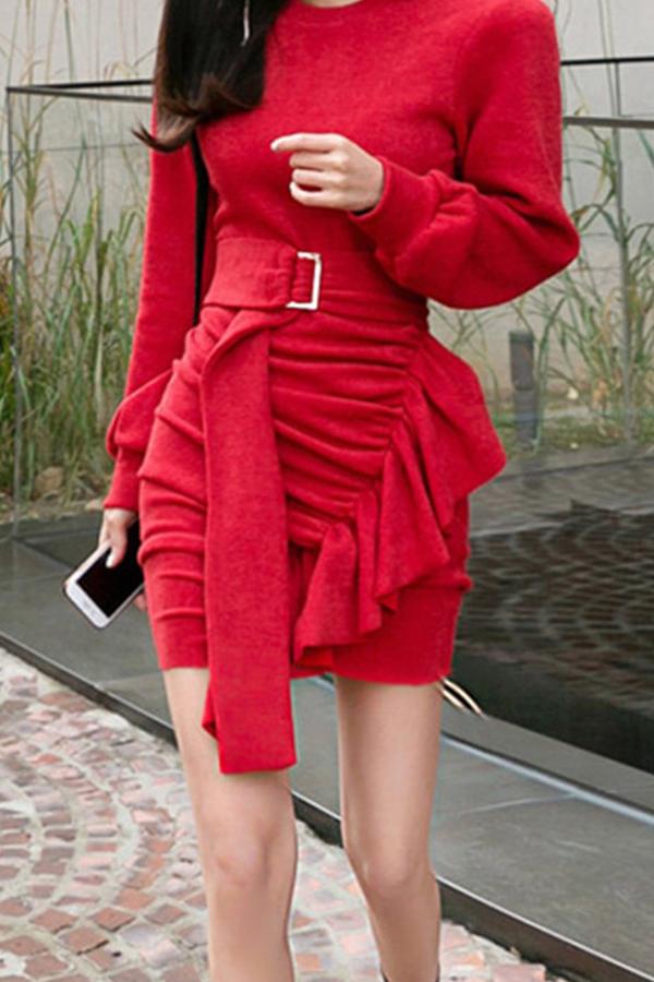 Casual Sexy Frenulum   Knitted Sweater Mini Dresses