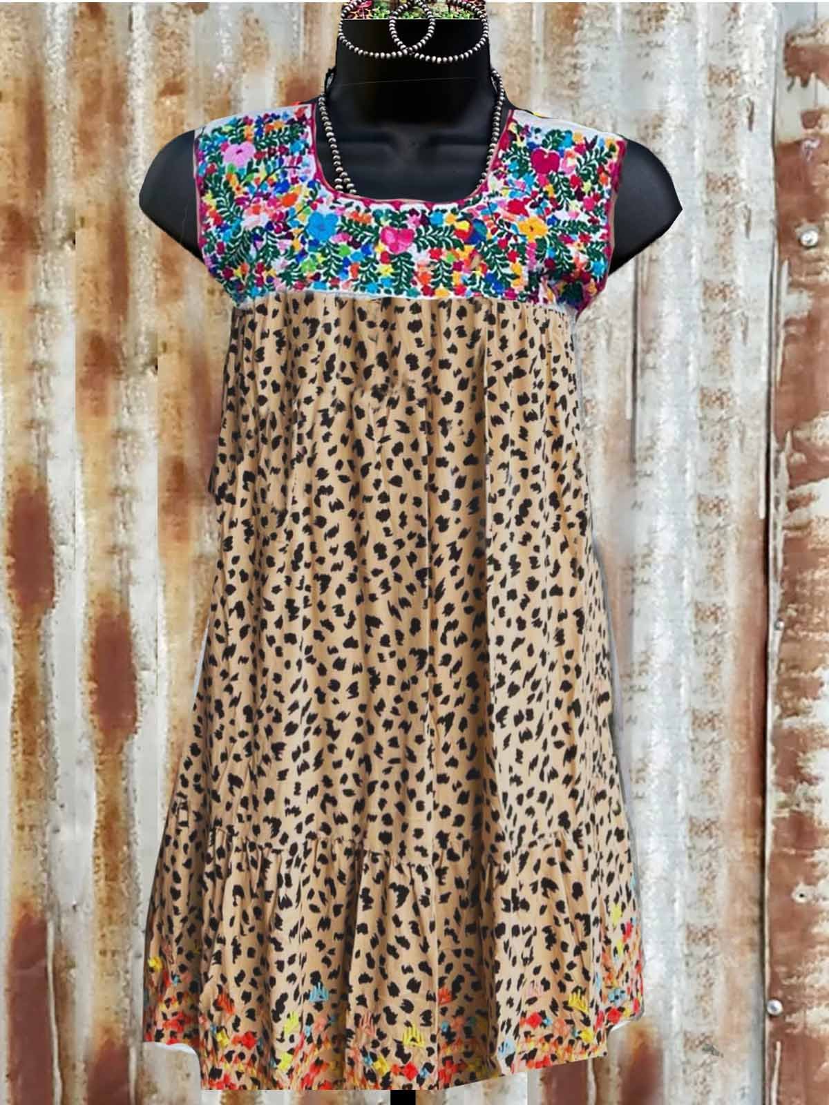 Cotton-Blend Sleeveless Crew Neck Boho Dresses