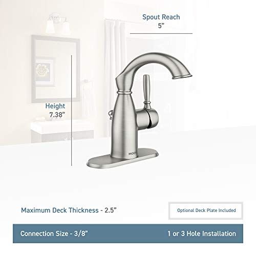 Hole Rustic Farmhouse Bathroom Sink Faucet with Optional Deckplate, Spot Resist Brushed Nickel