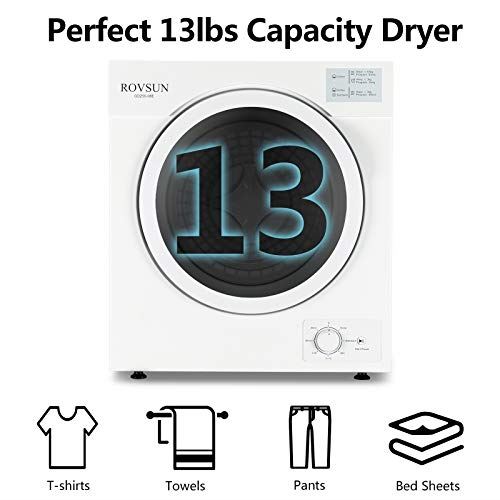 Dryer, 3.5 Cu. Ft Tumble Laundry Dryer Machine with Stainless Steel Tub, Easy