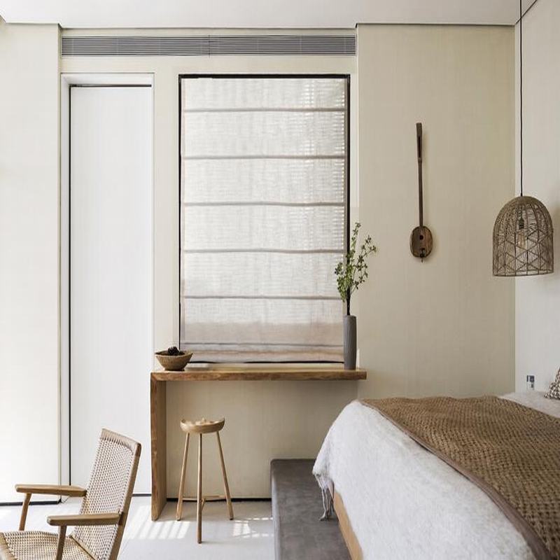 Polyester Linen Roman Shade In Beige