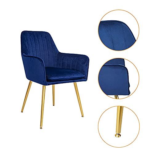 Modern Living Dining Room Accent Arm Chairs Club Guest with Gold Metal Legs