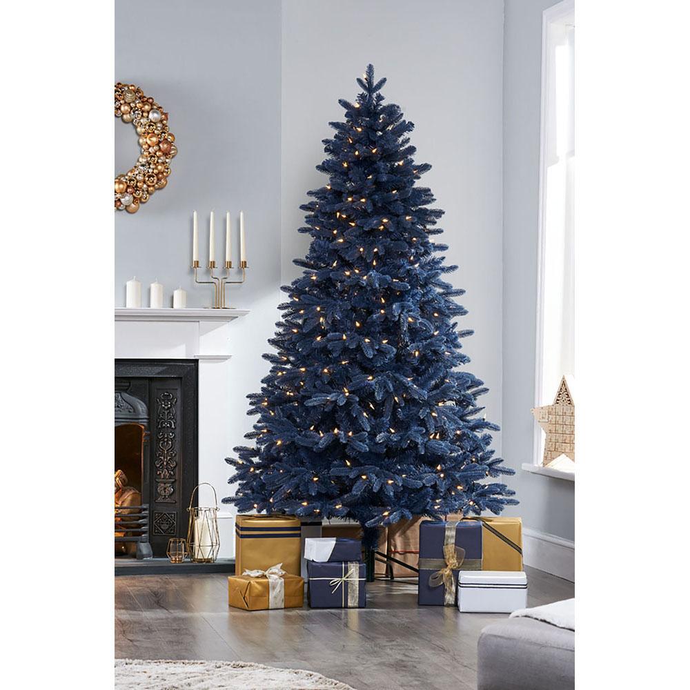 7-foot pre-lit sapphire blue Christmas tree with warm white LED lights