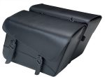 Synthetic Leather Large Slant Motorcycle Saddlebag Set, Black, Universal Fit