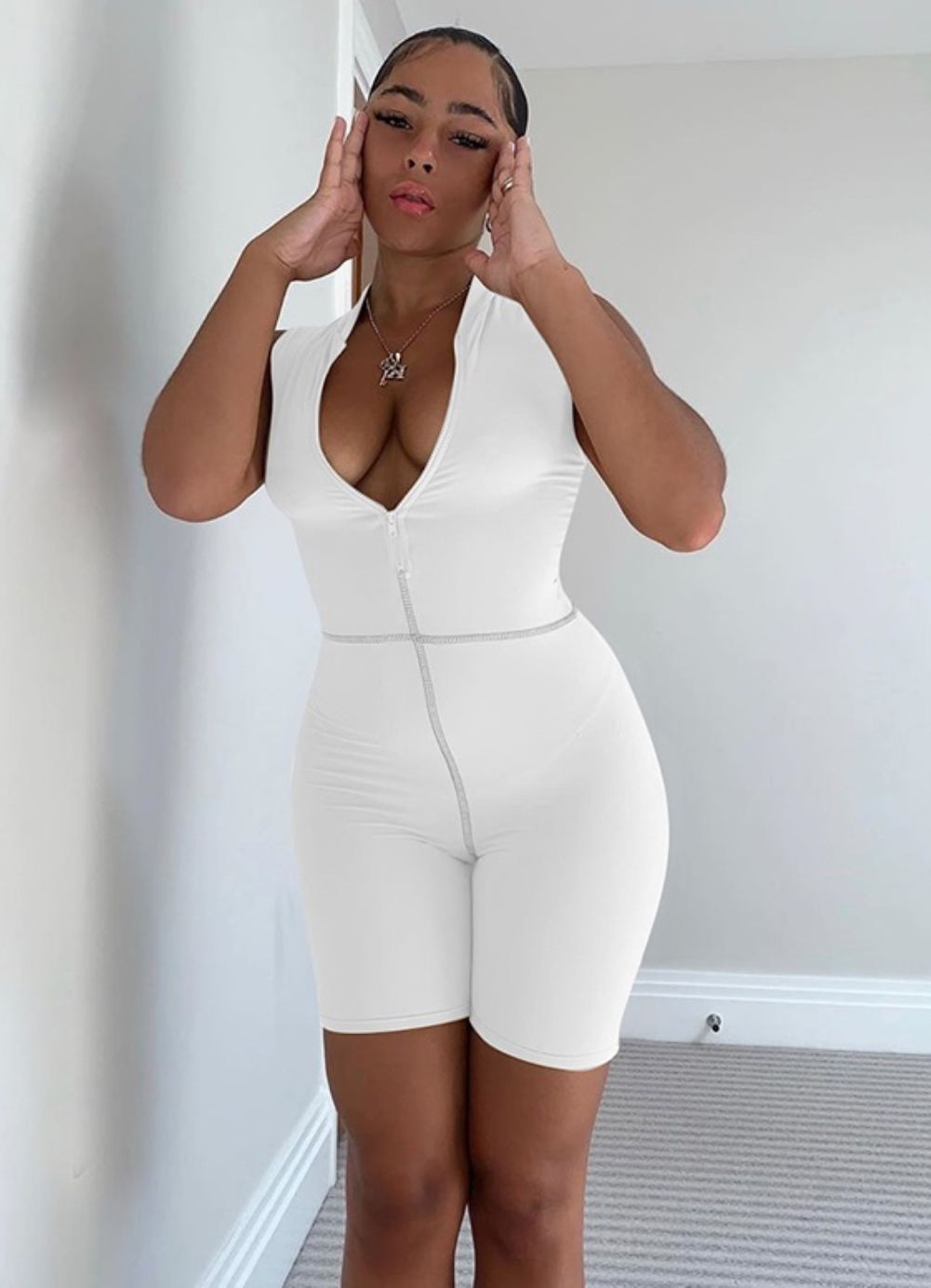 Sexy Fitness Sleeveless Zipper Bodycon Rompers