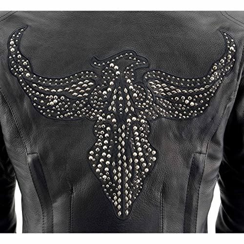 Milwaukee Leather MLL2570 Ladies Phoenix Embroidered Black Leather MC Jacket �?4X-Large