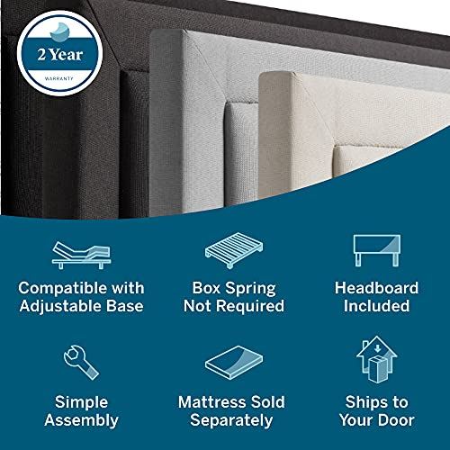 LUCID Upholstered Bed with Diamond Tufted Headboard -Sturdy Wood Build / King