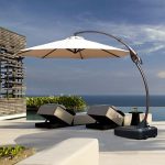 Grand Patio Deluxe NAPOLI 11 FT Curvy Aluminum Offset Umbrella, Patio Cantilever Umbrella with Base