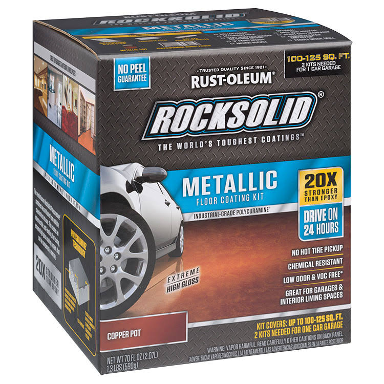 Rust-Oleum 286894 RockSolid Polycuramine Metallic Floor Coating Copper Pot 70oz Kit (2-pack/1 Car kitl)