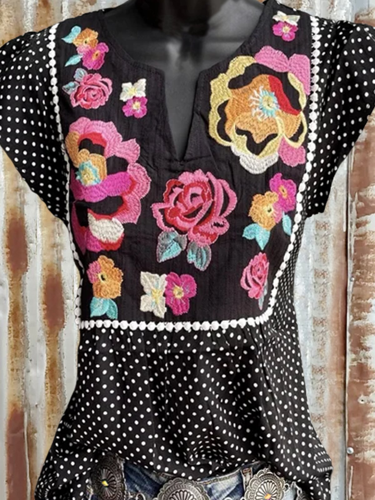 Floral Casual Short Sleeve Shirts & Tops