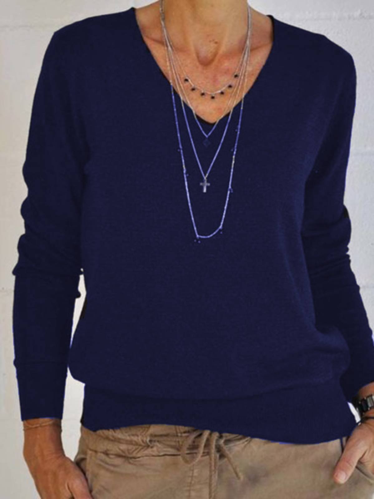 Long Sleeve Plain Shirts & Tops