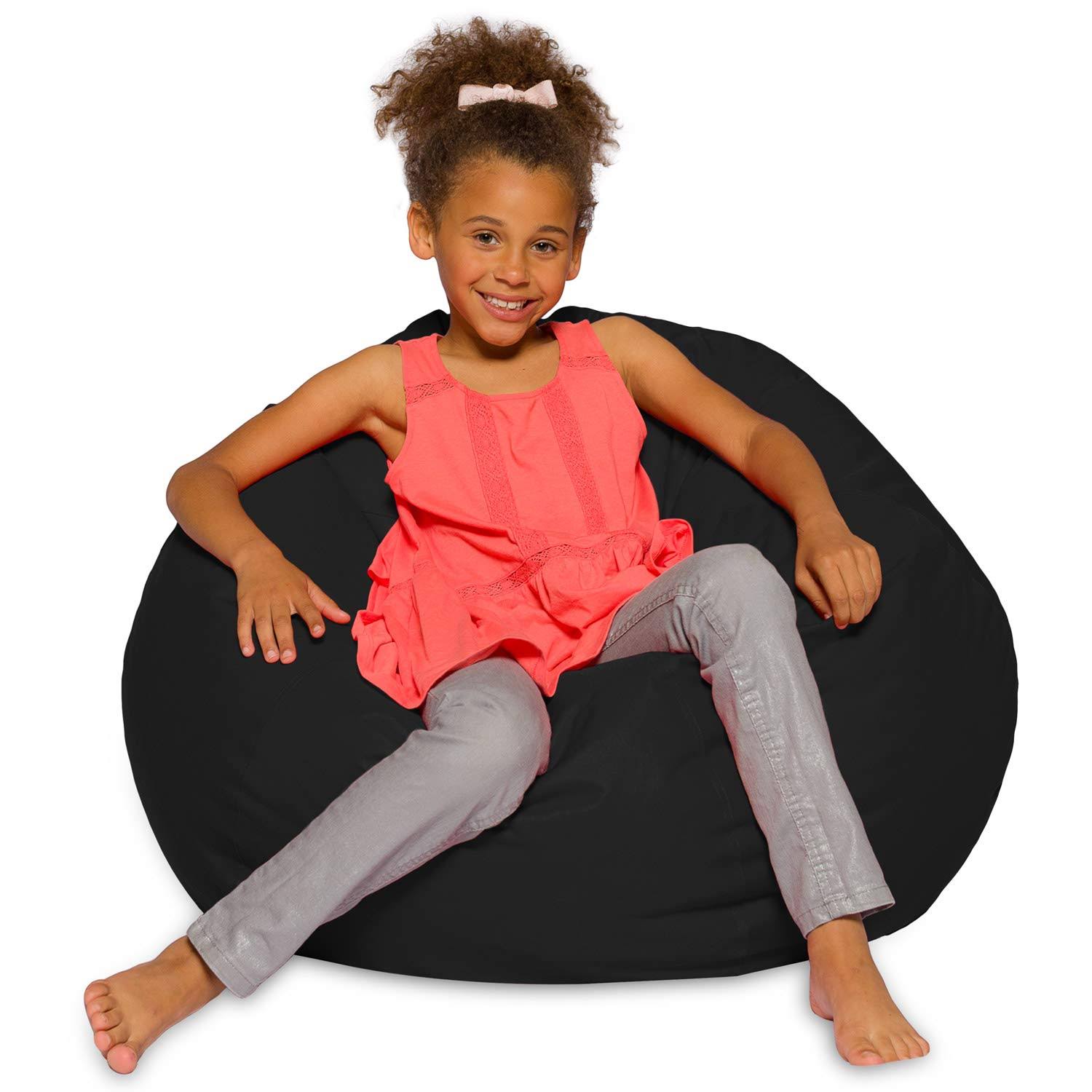Posh Beanbags Bean Bag Chair, Large-38in, Solid Black