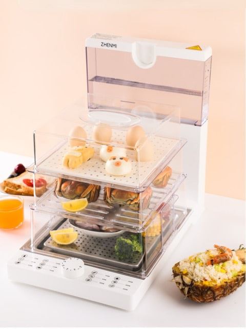 Electric Vegetable Steamer Cooking Steam Cooker Collapse Kitchen Layer Dumplings Sausage Powder Machine Steaming Food