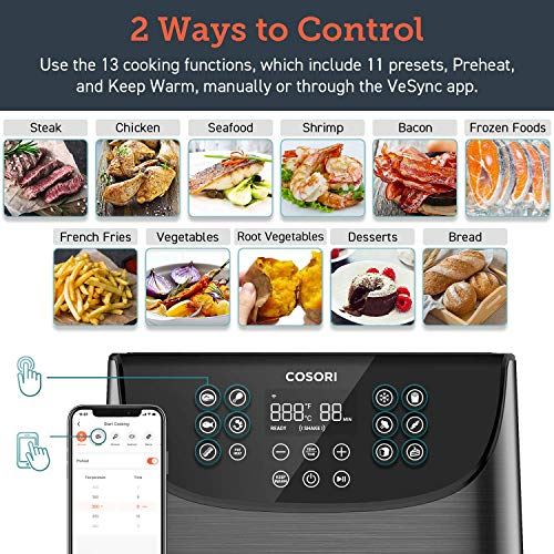 Smart Wi-Fi Air Fryer(100 Recipes), 13 Cooking Functions