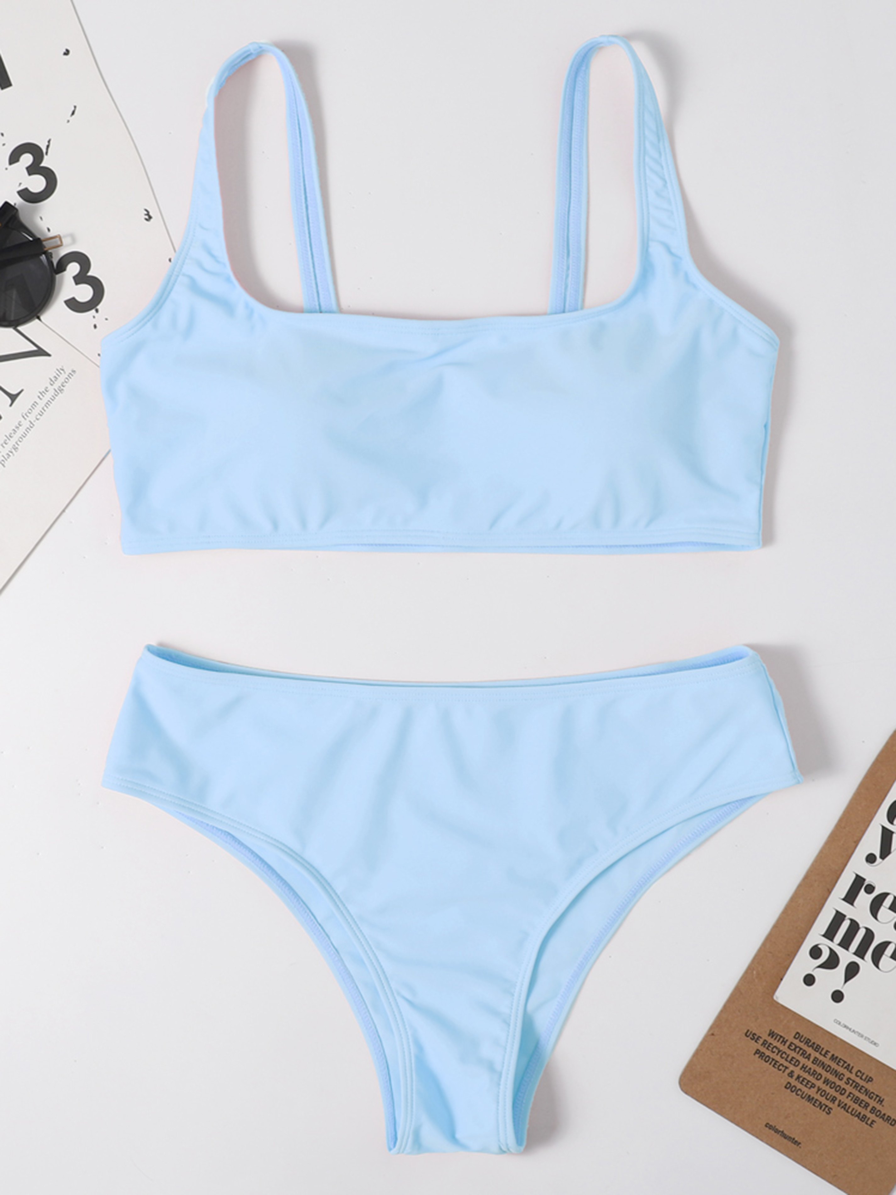 Simple Solid High Rise Bikini