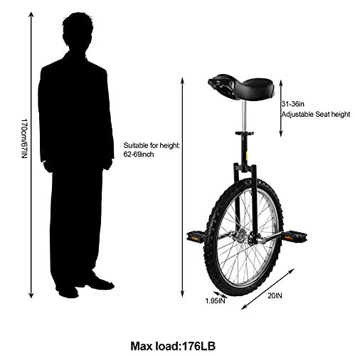 One Wheel Bike Tires Mountain Unicycle, Suitable User Height:62′′ to 69′′