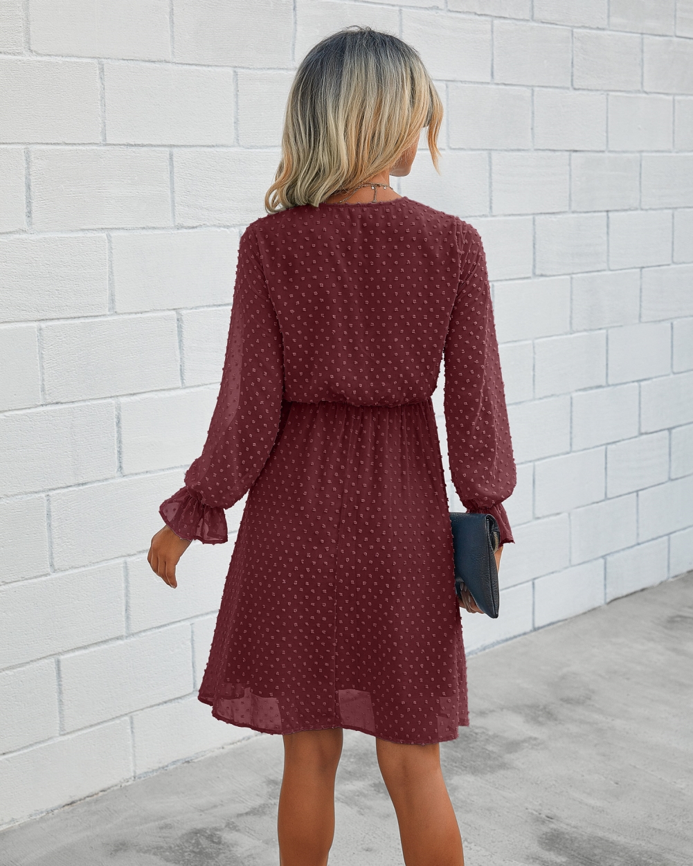 Autumn Dot Long Sleeve Wrapped Casual Dress