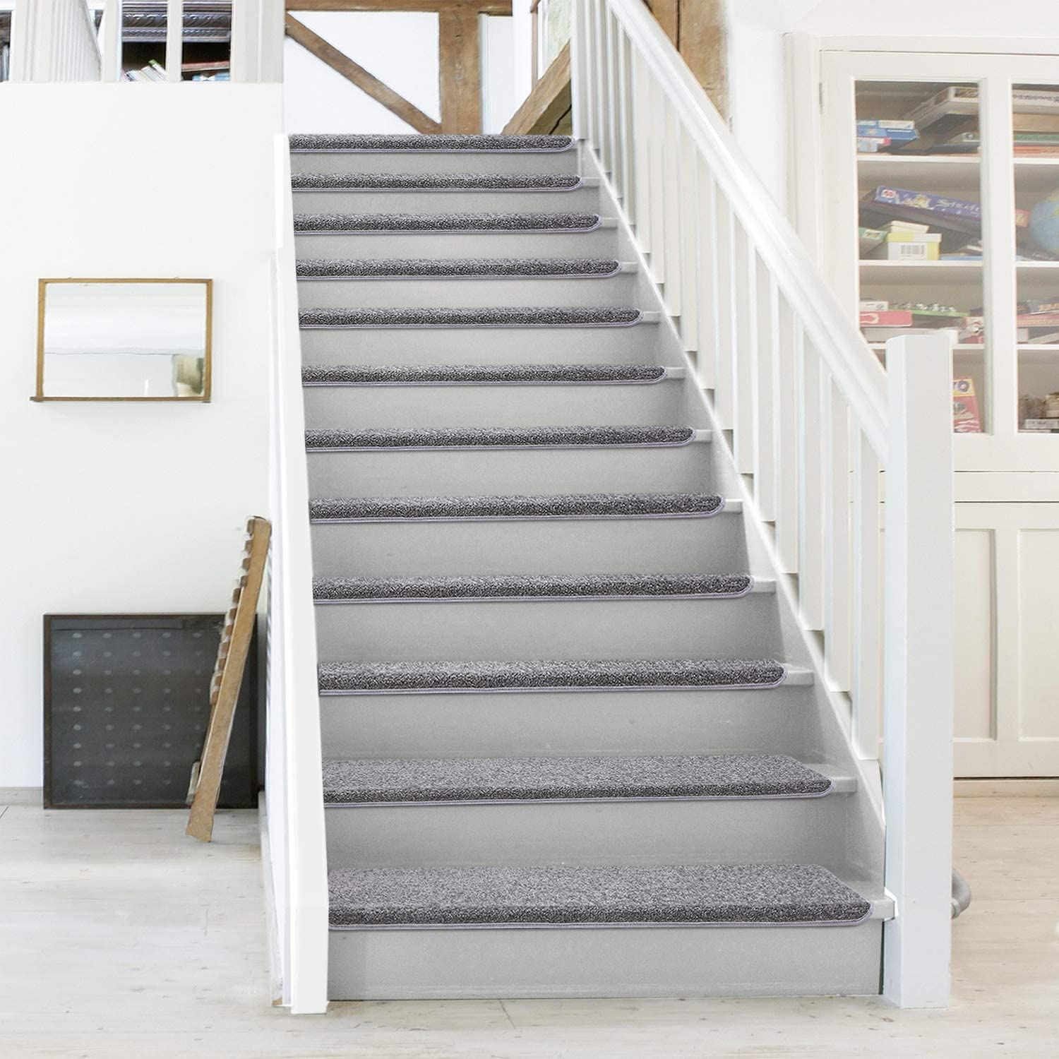 PURE ERA Carpet Stair Treads Set of 14 Non Slip Self Adhesive, 14 Pieces / Grey