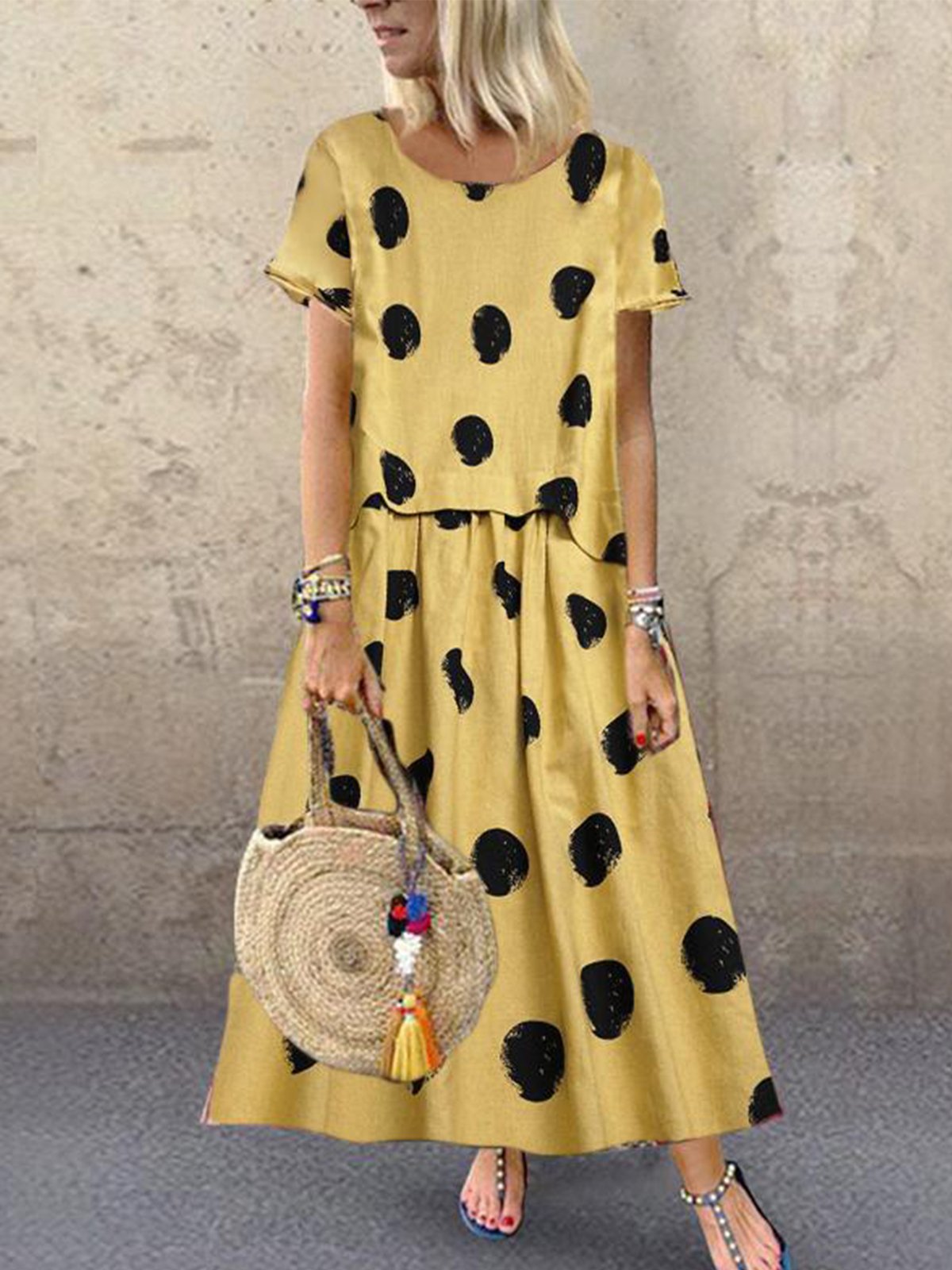 Color-Block Short Sleeve Dresses