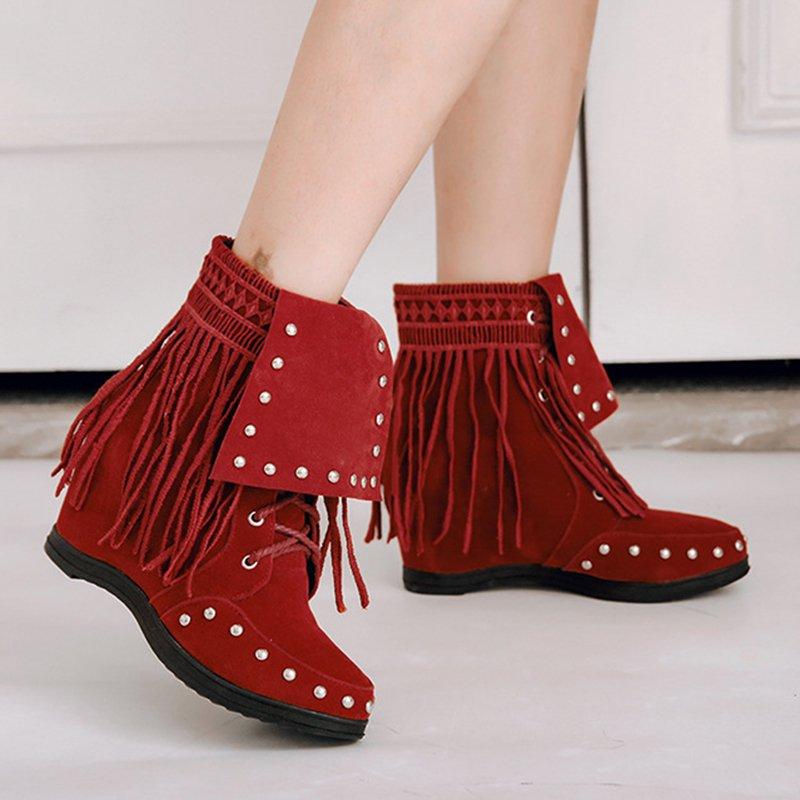 Women Vintage Booties Casual Plus Size Slip On Shoes