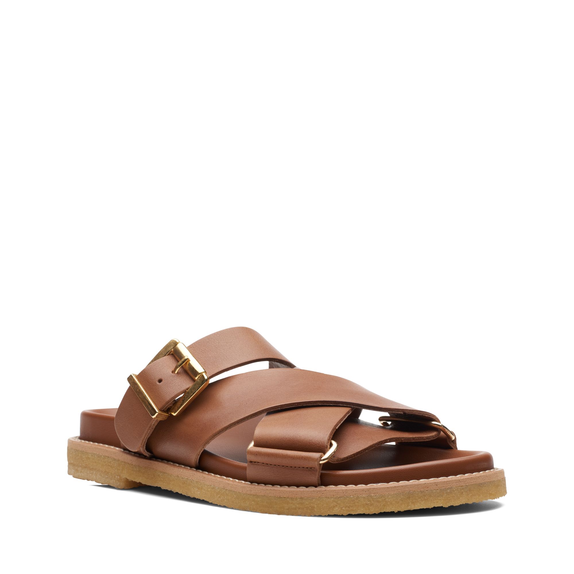 Women Sandals Desert Cross Tan Leather