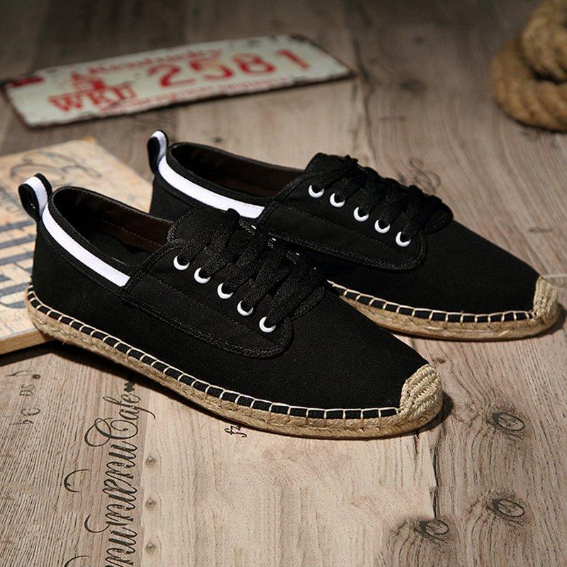 Canvas Lace-up Flat Shoes