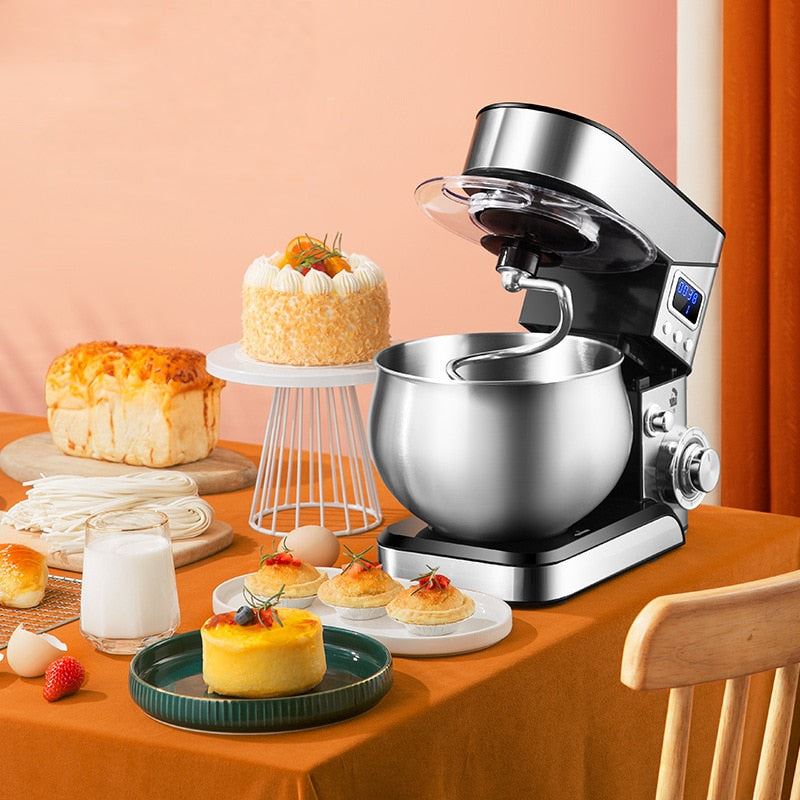 Dough Mixer Food Mixer Kneading Machine Home ELD Display High Power Multifunction Stainless Steel Bowl