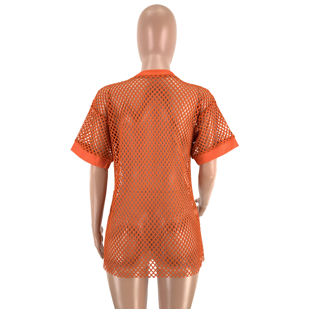 Sexy Fishnet O-Neck Tall Shirt