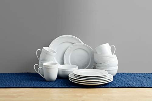 Everyday White by Fitz and Floyd Beaded 16 Piece Dinnerware Set