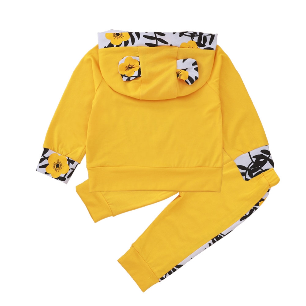 Floral Print Girl Long Sleeve Hoody Tracksuit