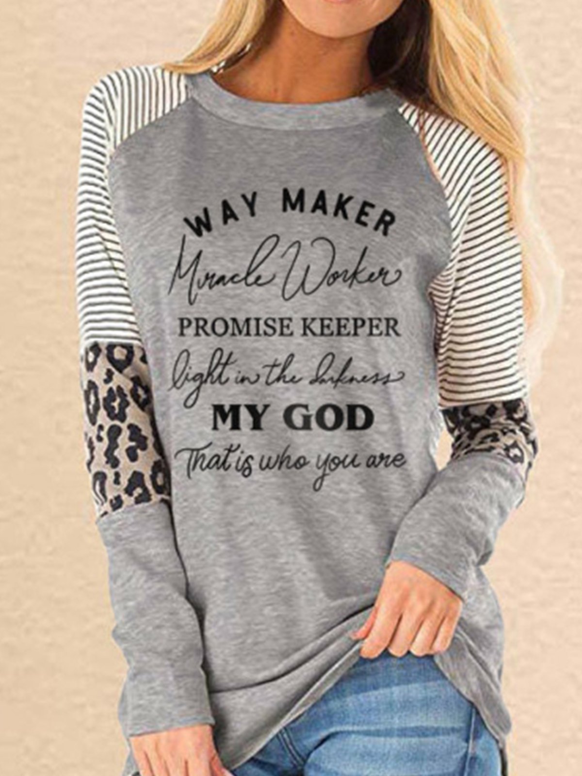 Printed Letter Long Sleeve Shirts & Tops