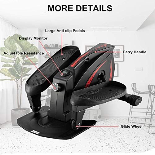 GREARDEN Under Desk Elliptical Machine, Mini Cycle Exercise Bike, Desk Elliptical Machine Trainer with Non-Slip Pedal- Black