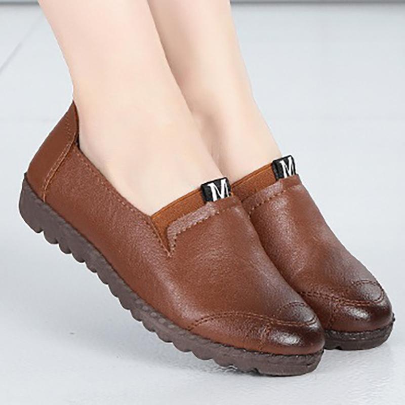 Women PU Loafers Casual Comfort Slip On Plus Size Shoes